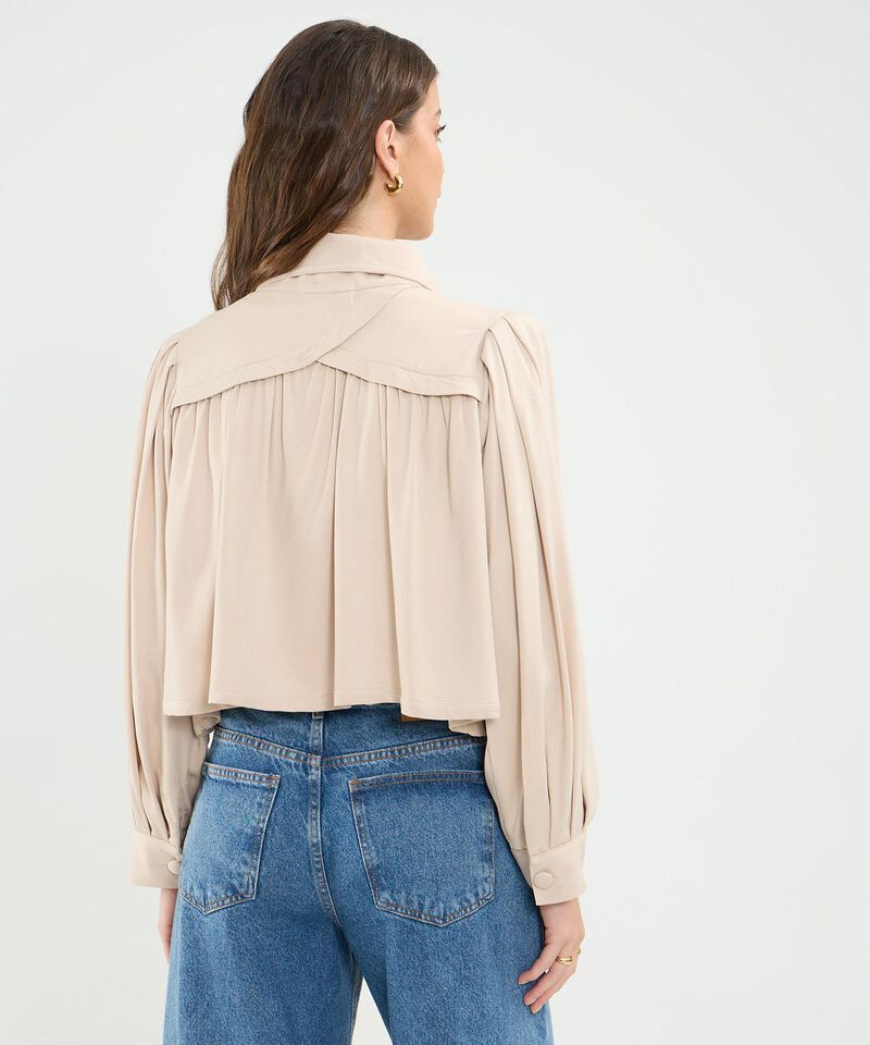 Chaqueta Unicolor Crop Cuello Alto