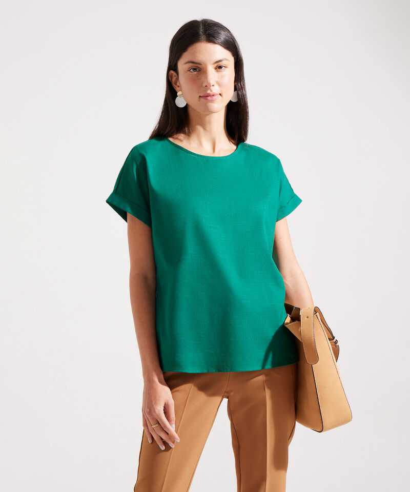 Blusa Manga Corta Corrida Unicolor