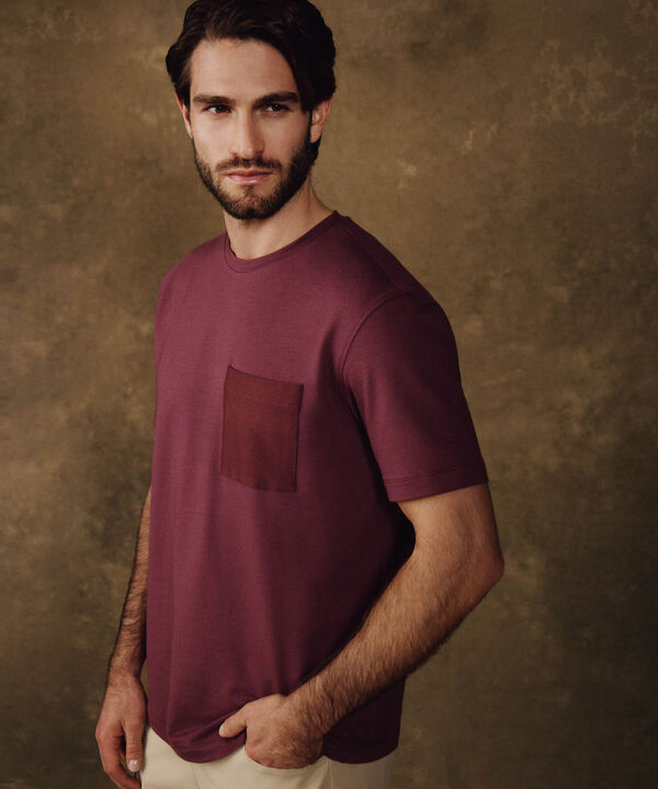 Camiseta B&aacute;sica con Bolsillo Para Hombre