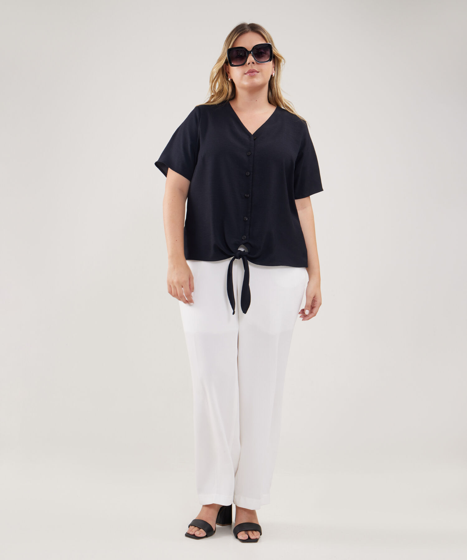 Blusa Manga Corta Con Anudado