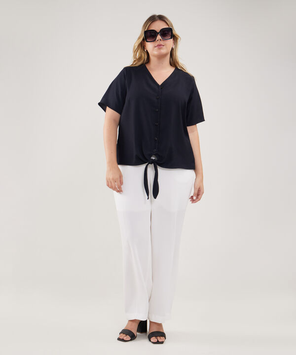 Blusa Manga Corta Con Anudado