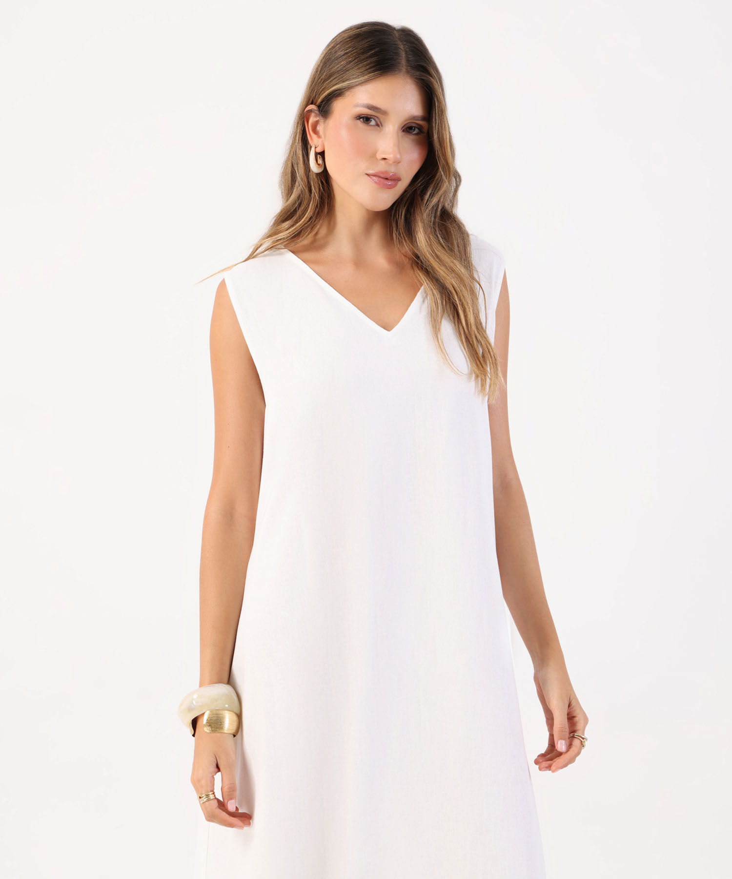 Vestido Midi Minimalista De Silueta Amplia