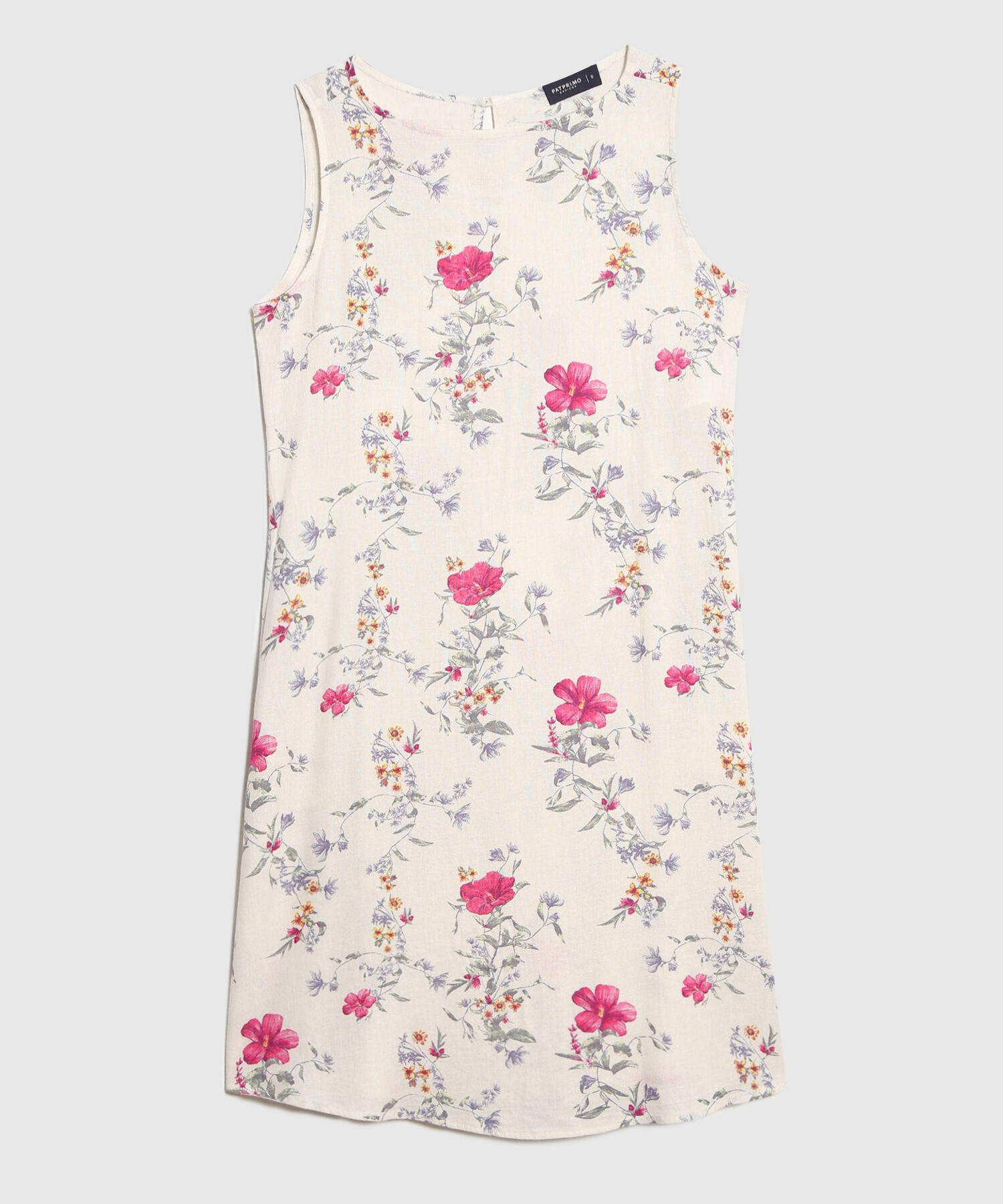 Vestido Estampado en Efecto Lino
