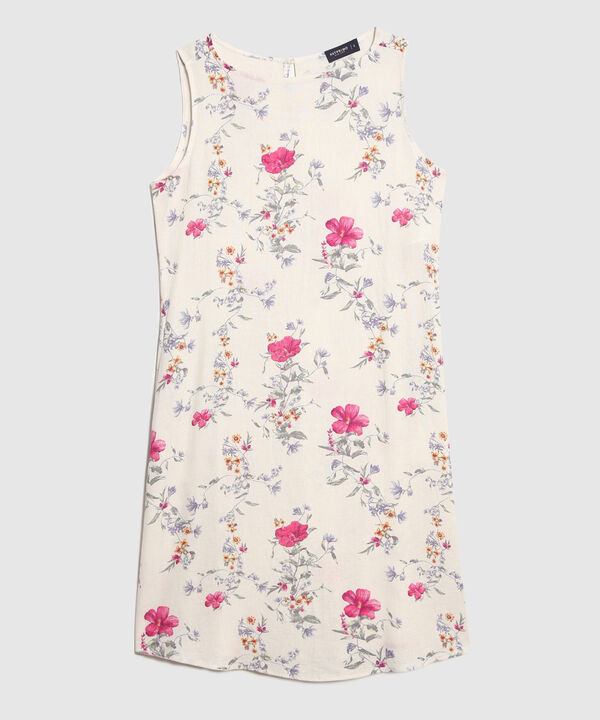 Vestido Estampado en Efecto Lino