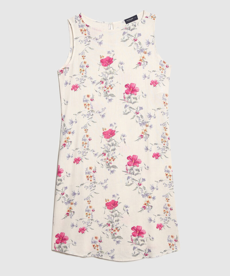 Vestido Estampado en Efecto Lino