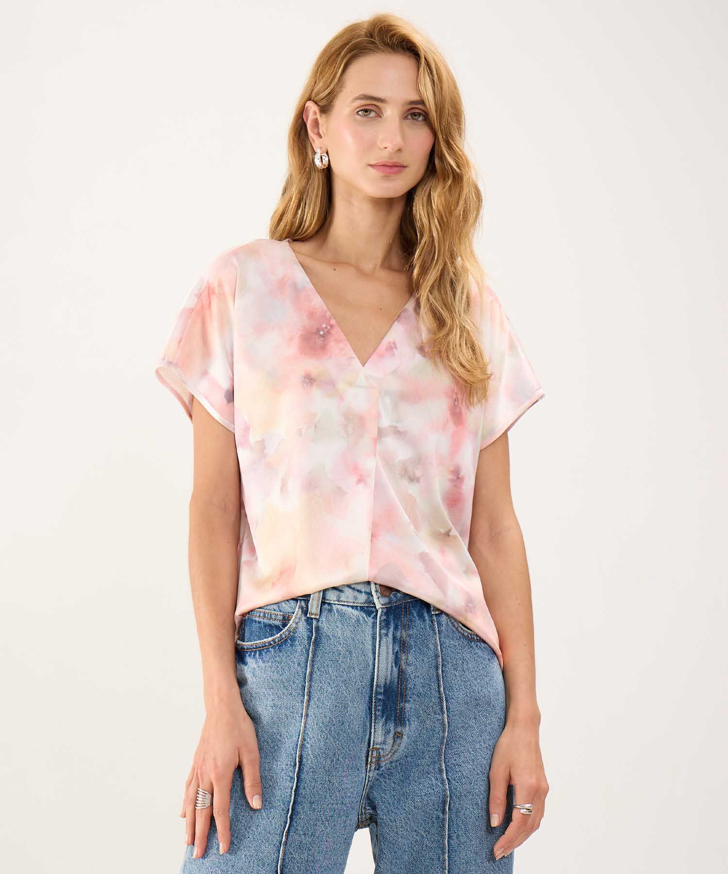 Blusa Estampada Escote en V