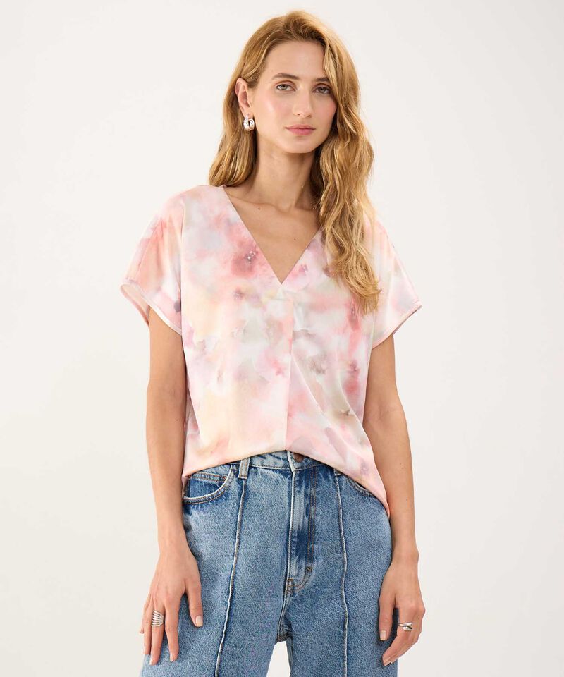 Blusa Estampada Escote en V