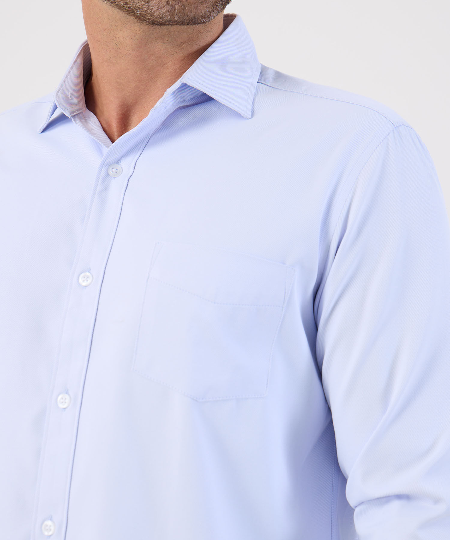 Camisa Formal De Manga Larga Con Bolsillo Para Hombre