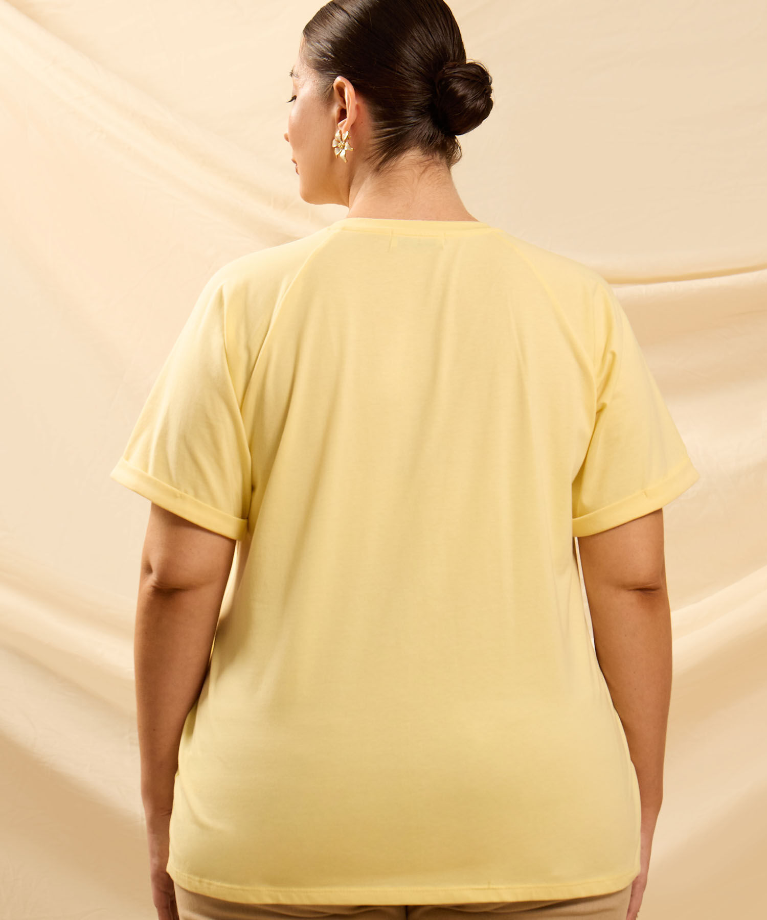 Camiseta Con Bolsillo Y Manga Ragl&aacute;n Mujer Curvy