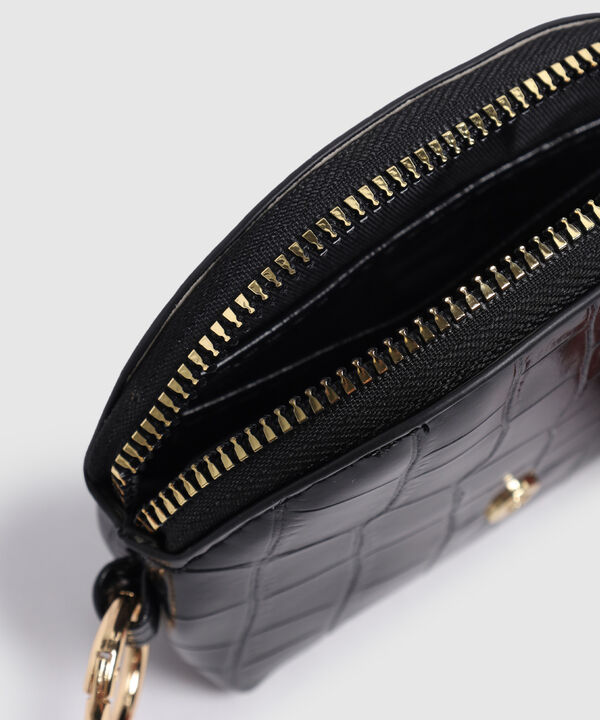 Monedero Semicircular Textura Reptil Para Mujer image number null