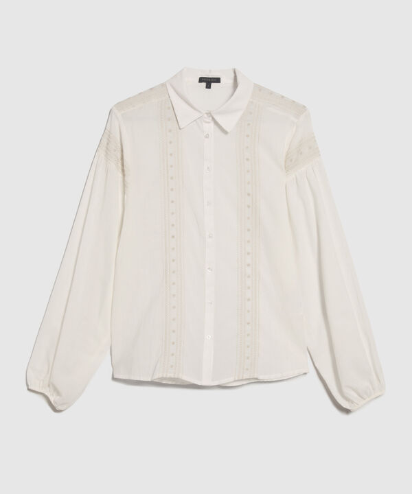Camisa Unicolor Con Detalles De Randado