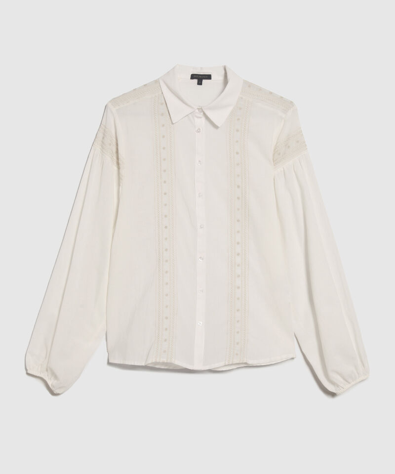 Camisa Unicolor Con Detalles De Randado