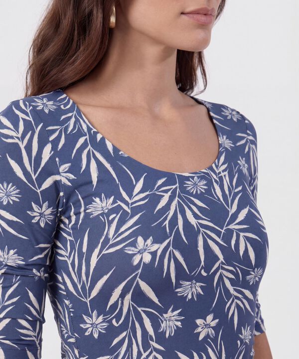 Camiseta Manga Media Y Cuello Redondo Mujer