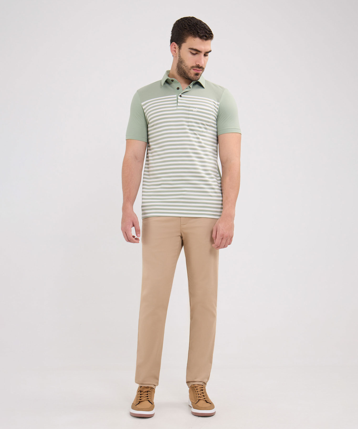 Polo Preteñida, Cuello Duro Con Bolsillo