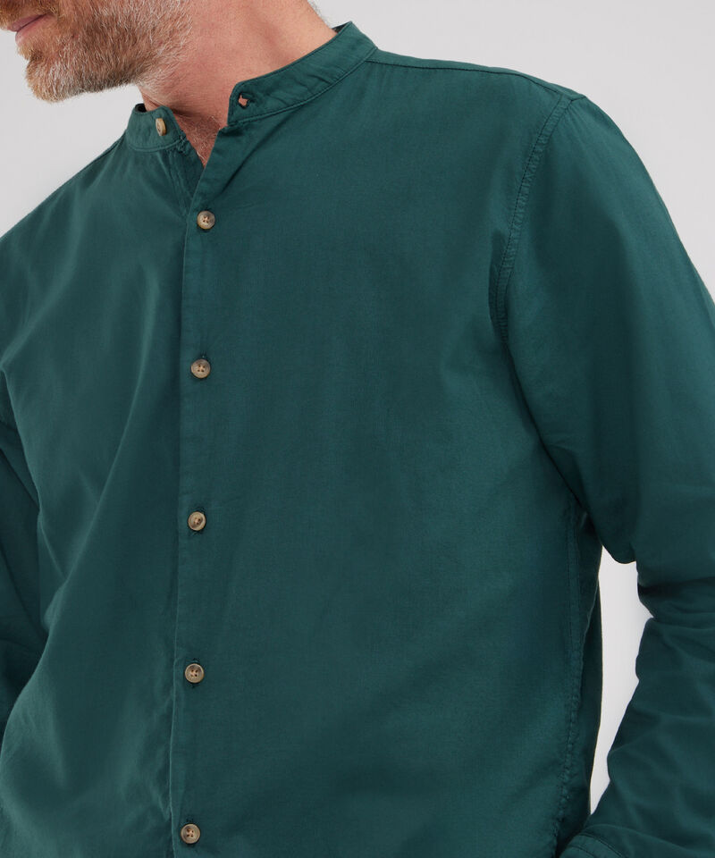 Camisa Manga Larga Unicolor Teñida En Prenda