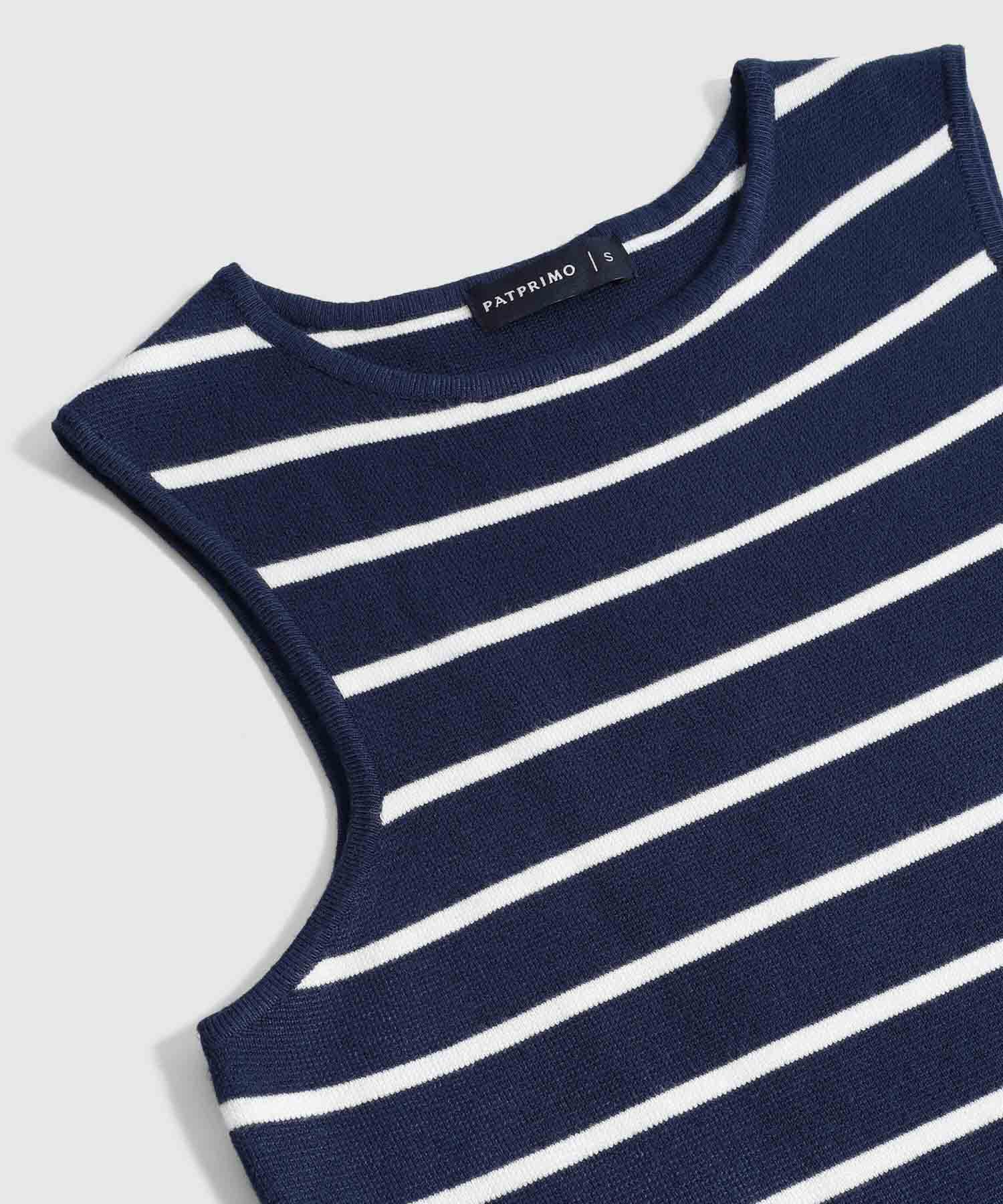 Vestido Ajustado A Rayas De Cuello Redondo Mujer