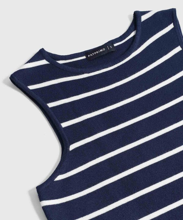 Vestido Ajustado A Rayas De Cuello Redondo Mujer