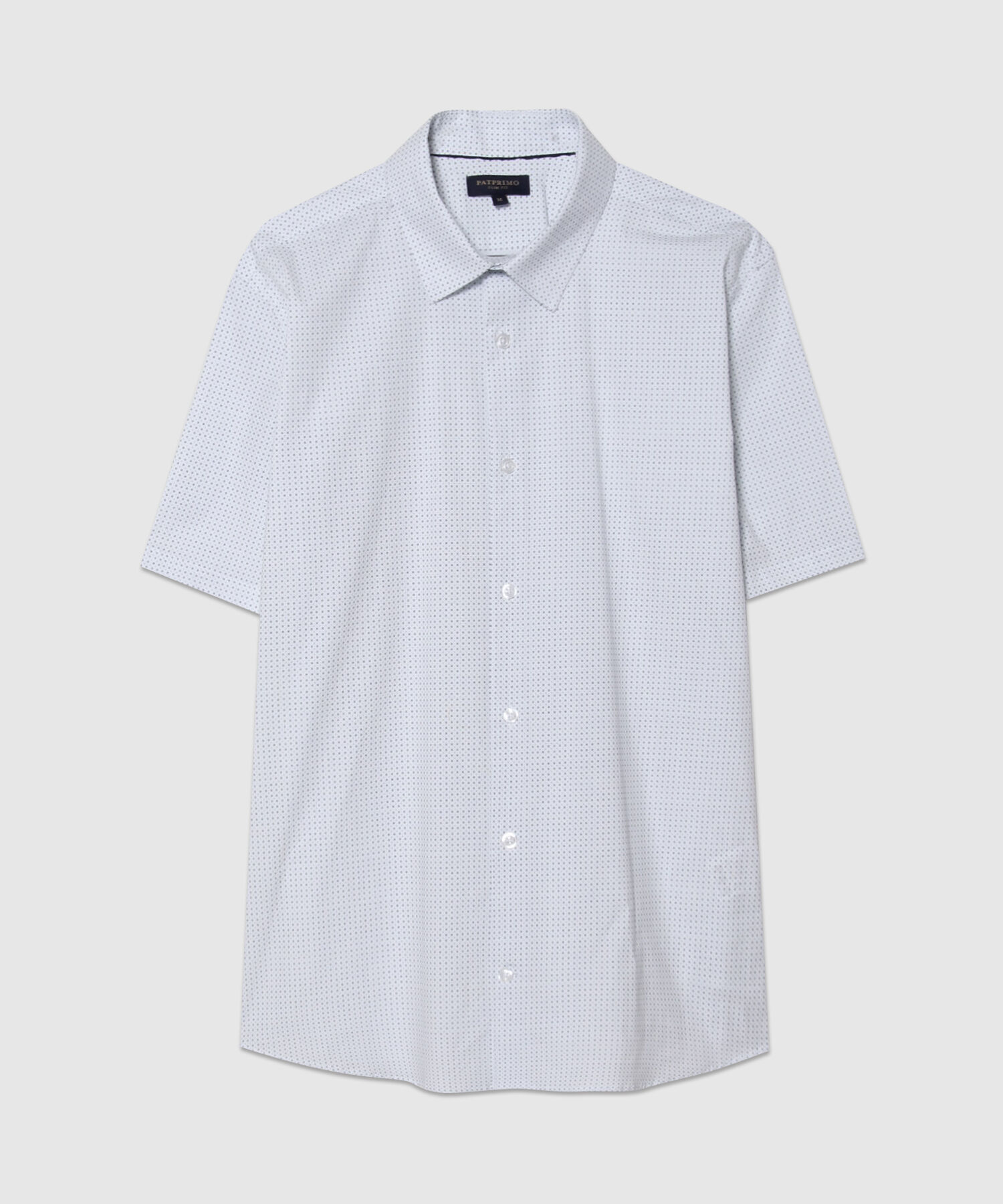 Camisa Estampada Manga Corta, Cuello Formal