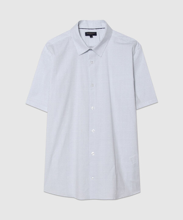Camisa Estampada Manga Corta, Cuello Formal