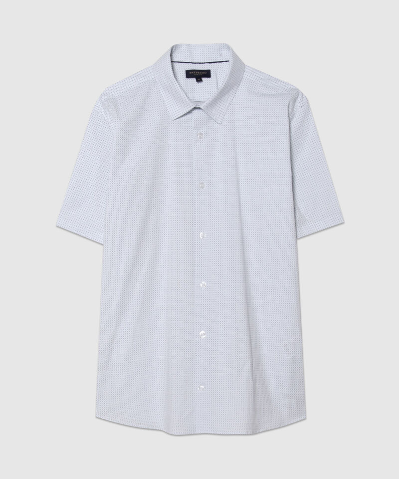 Camisa Estampada Manga Corta, Cuello Formal