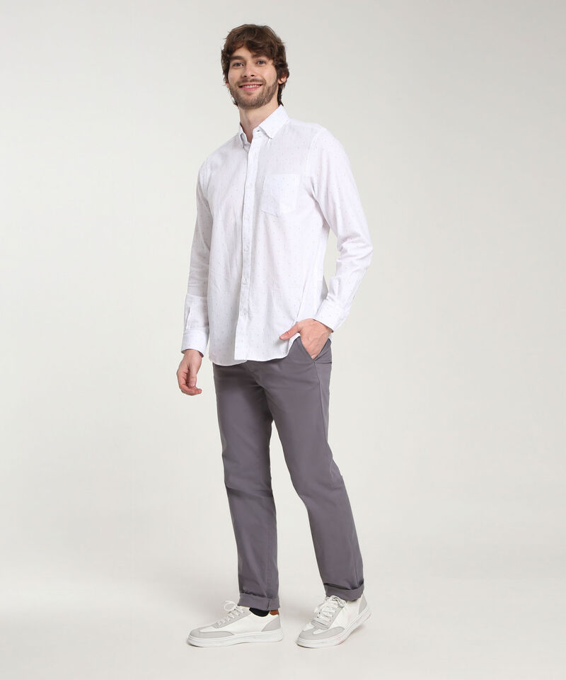 Camisa Corbatera Manga Larga Estampado Cuello Button Down Regular
