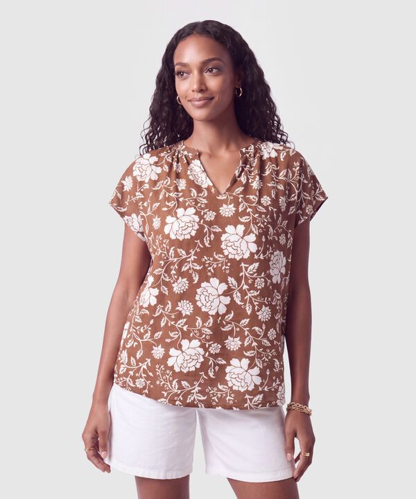 Blusa Manga Corta Escote V Para Mujer image number null