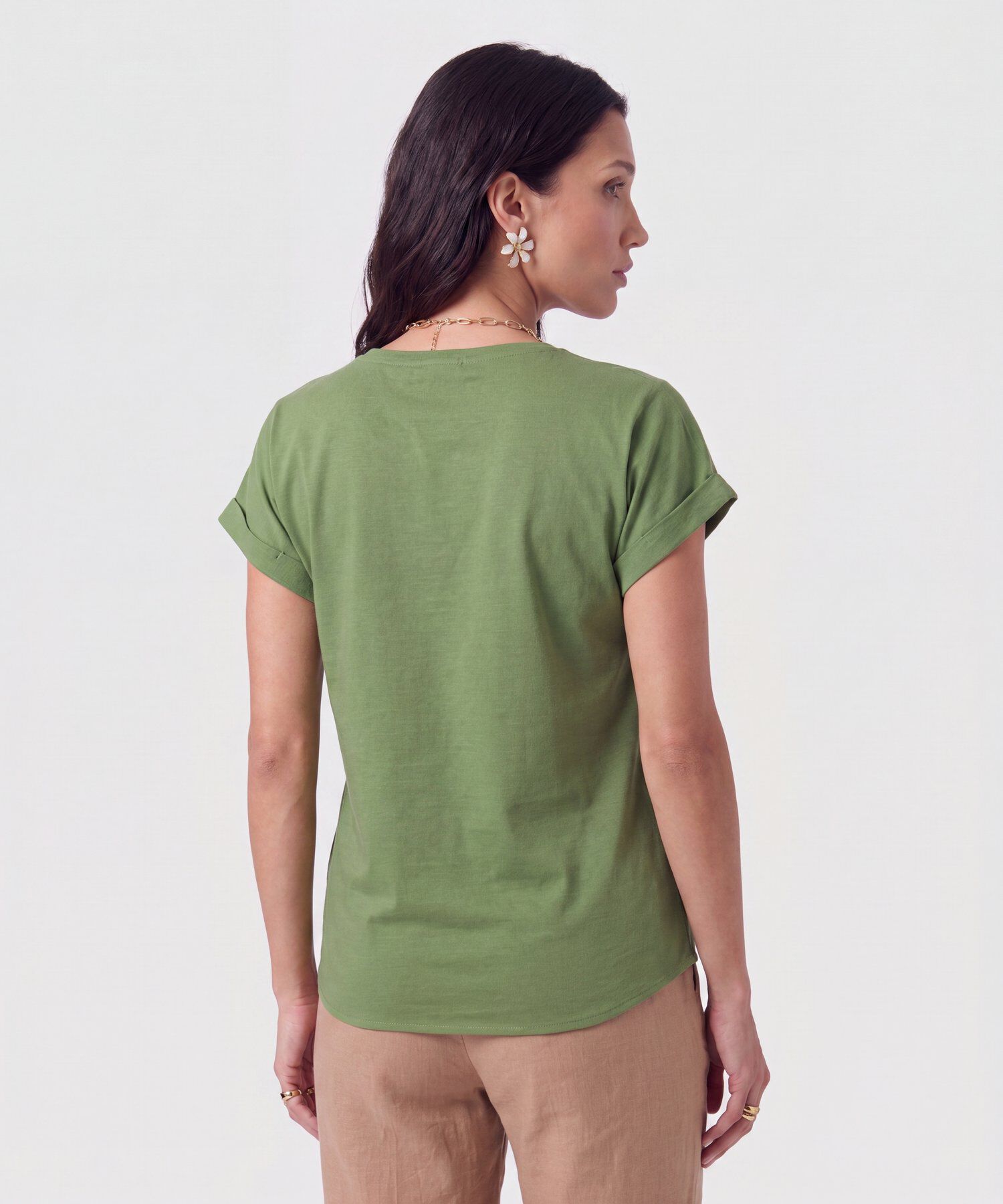 Blusa Manga Con Dobladillo Para Mujer