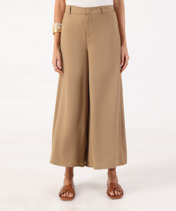 Pantal&oacute;n Fluido De Tiro Alto Para Mujer image number null