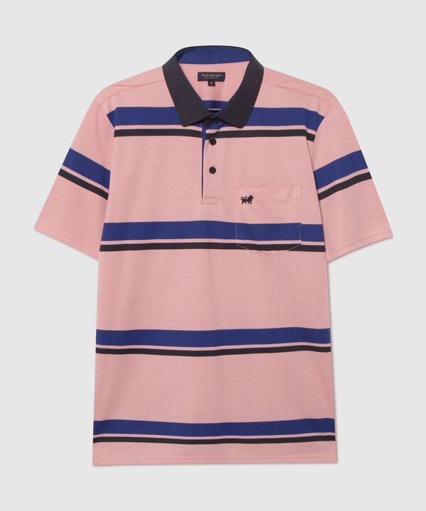 Polo Cuello Duro Unicolor, Banda Y Pechera Interna En Contraste, Con Bolsillo