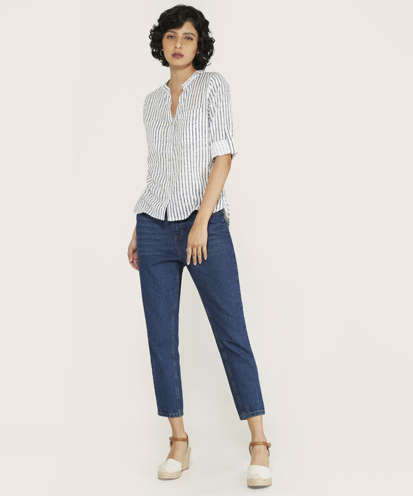 Blusa Estampada en Efecto Lino