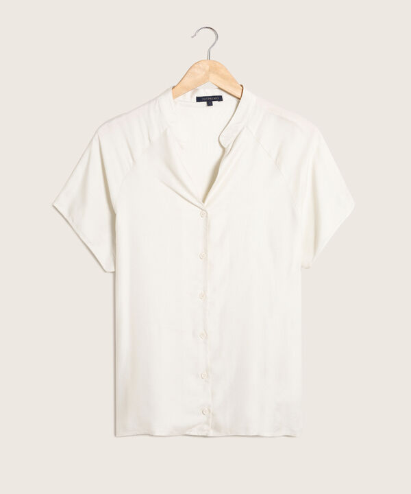 Blusa Unicolor Manga Corta Rangland, Cuello V Con Botonadura En Frente