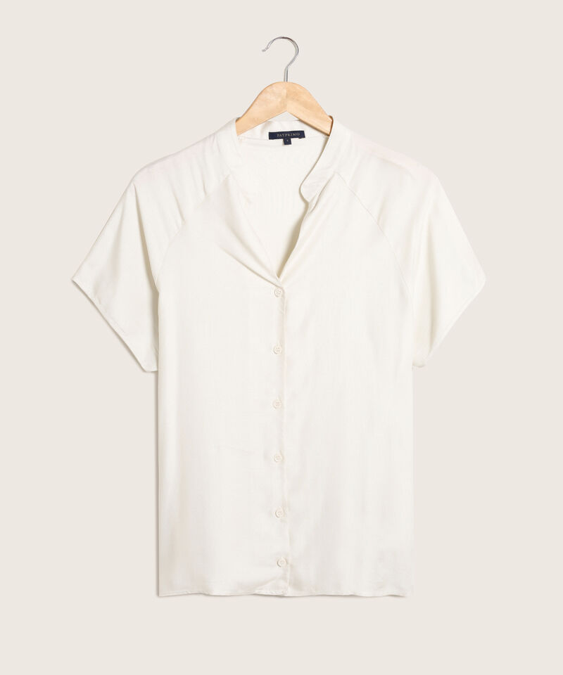 Blusa Unicolor Manga Corta Rangland, Cuello V Con Botonadura En Frente