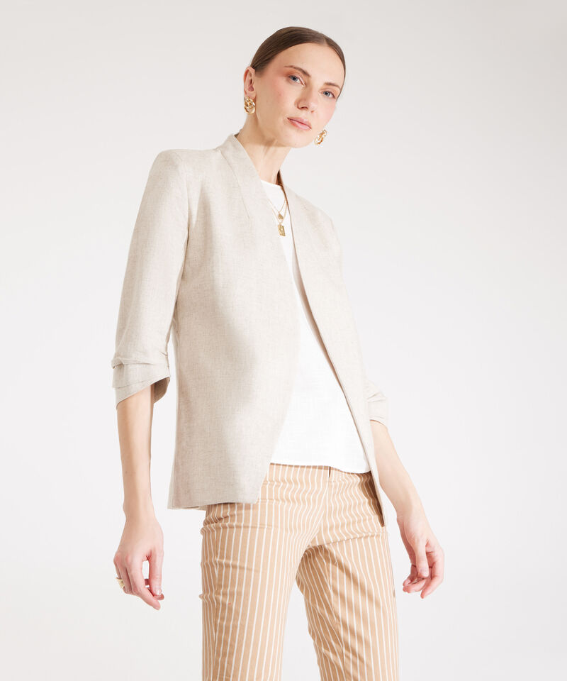 Blazer Manga 3/4 Unicolor En Lino