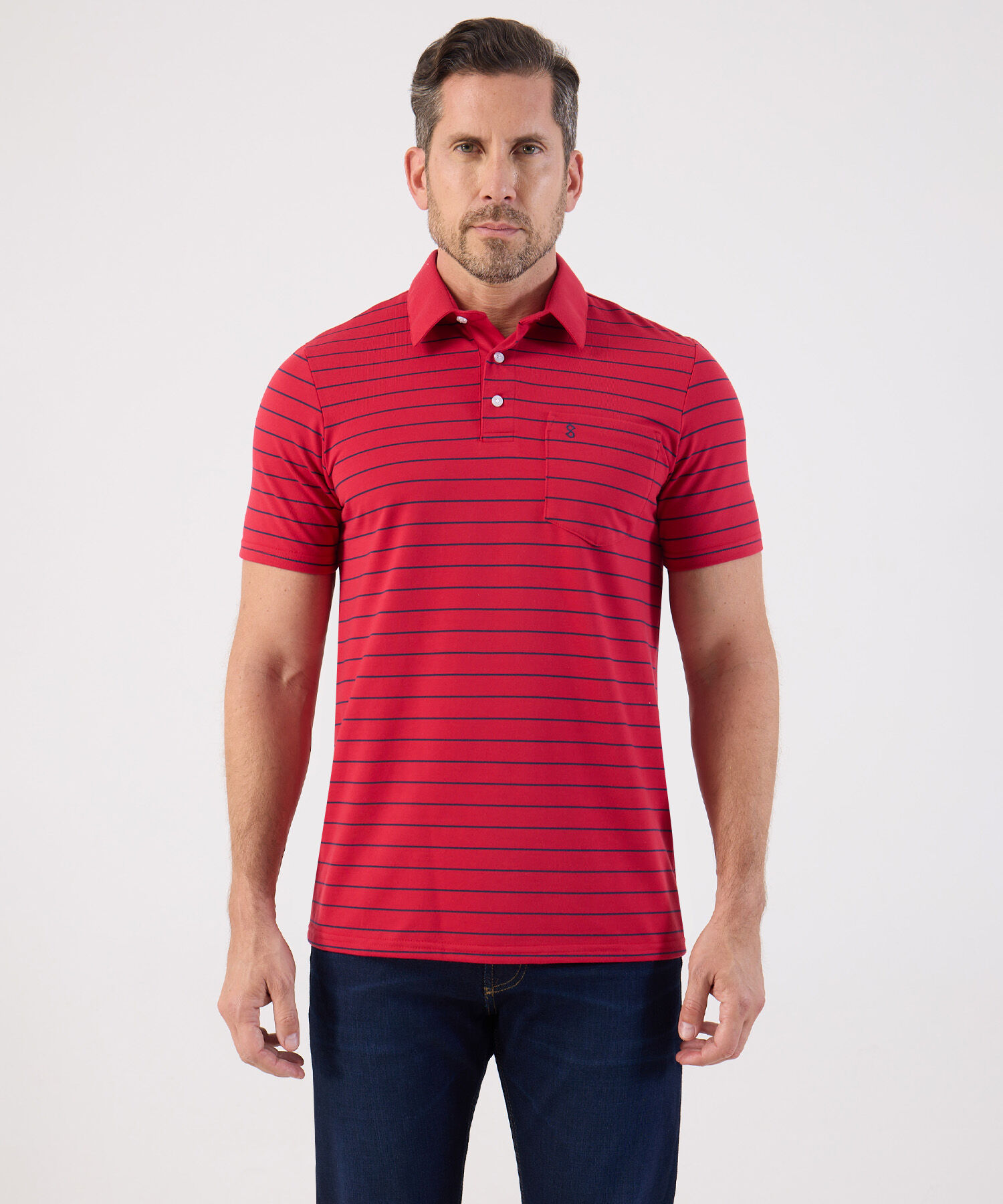 Polo De Rayas Con Bolsillo Para Hombre