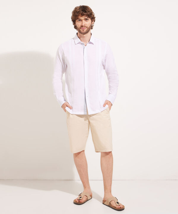 Camisa Guayabera Manga Larga Sin Bolsillos image number null
