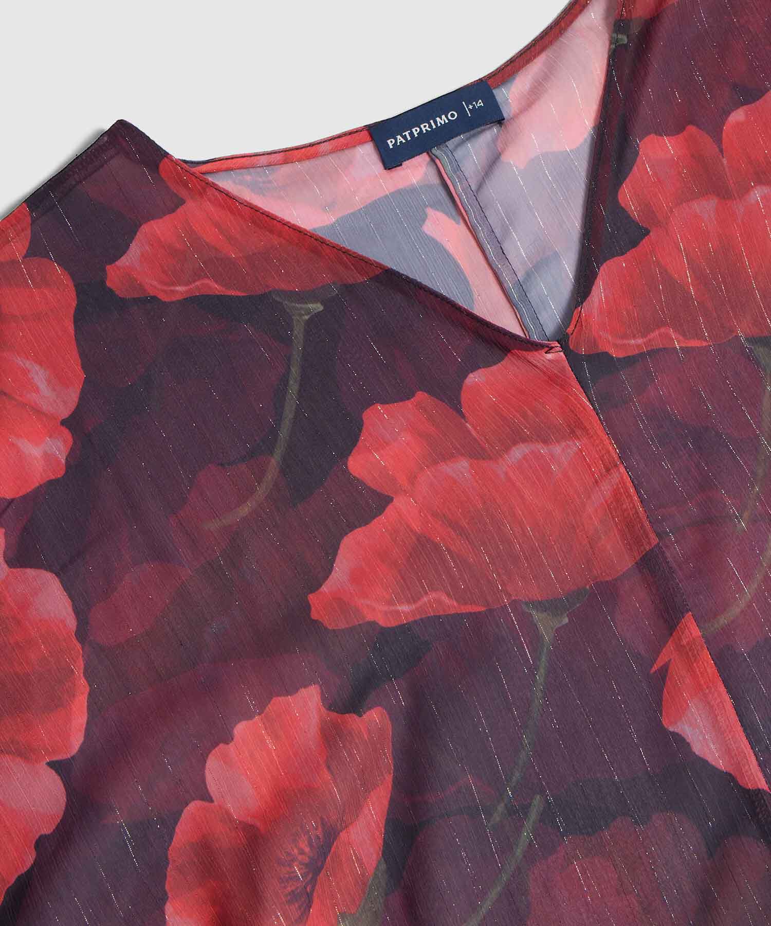 Blusa Con Top Interno Estampada para Mujer Curvy