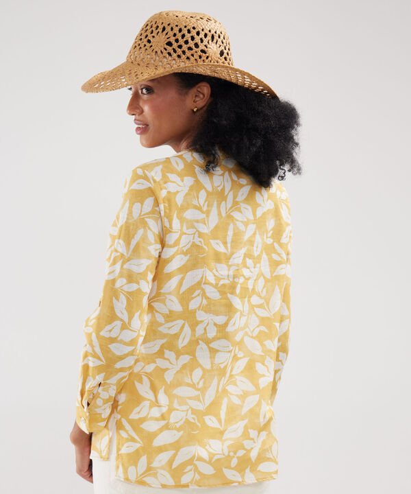 Blusa Manga Larga Estampada En Lino