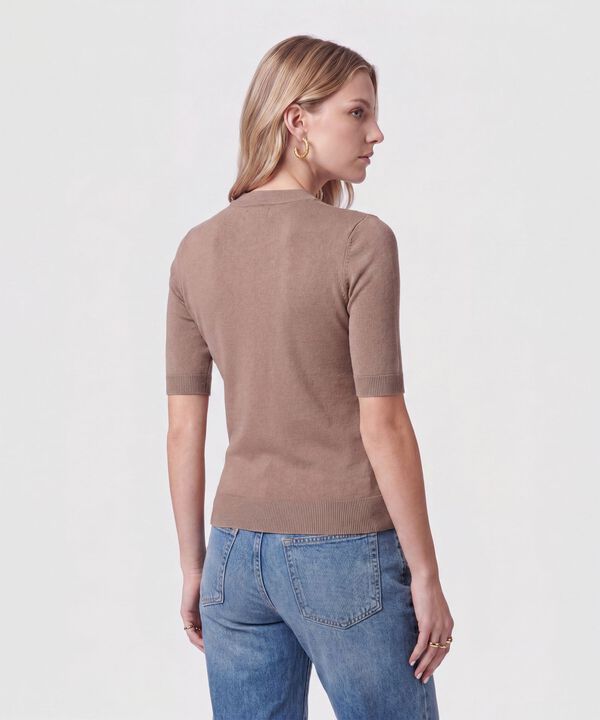 Camiseta De Punto Cuello Redondo Mujer