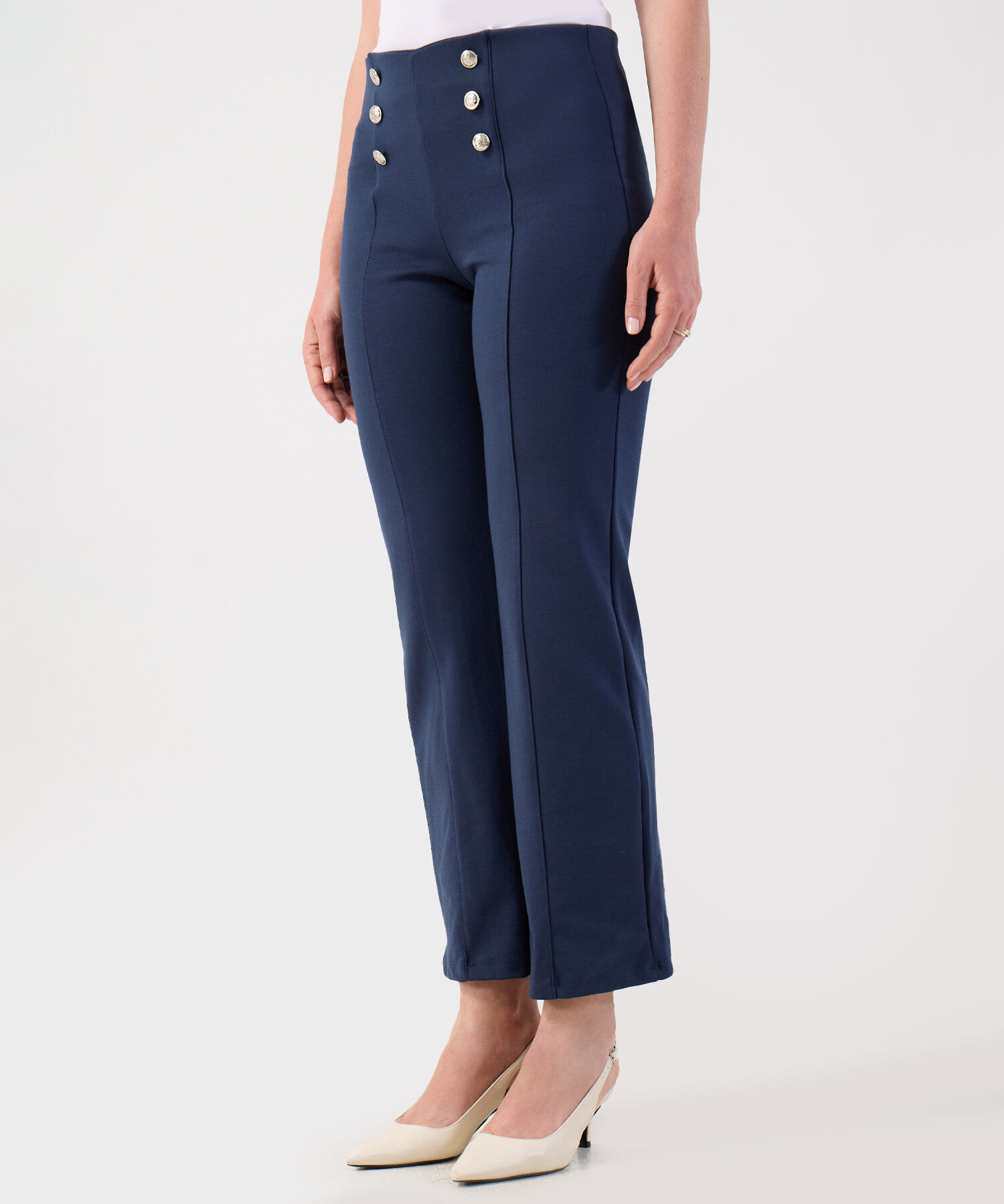 Leggings Mujer Talle Alto Botones Decorativos