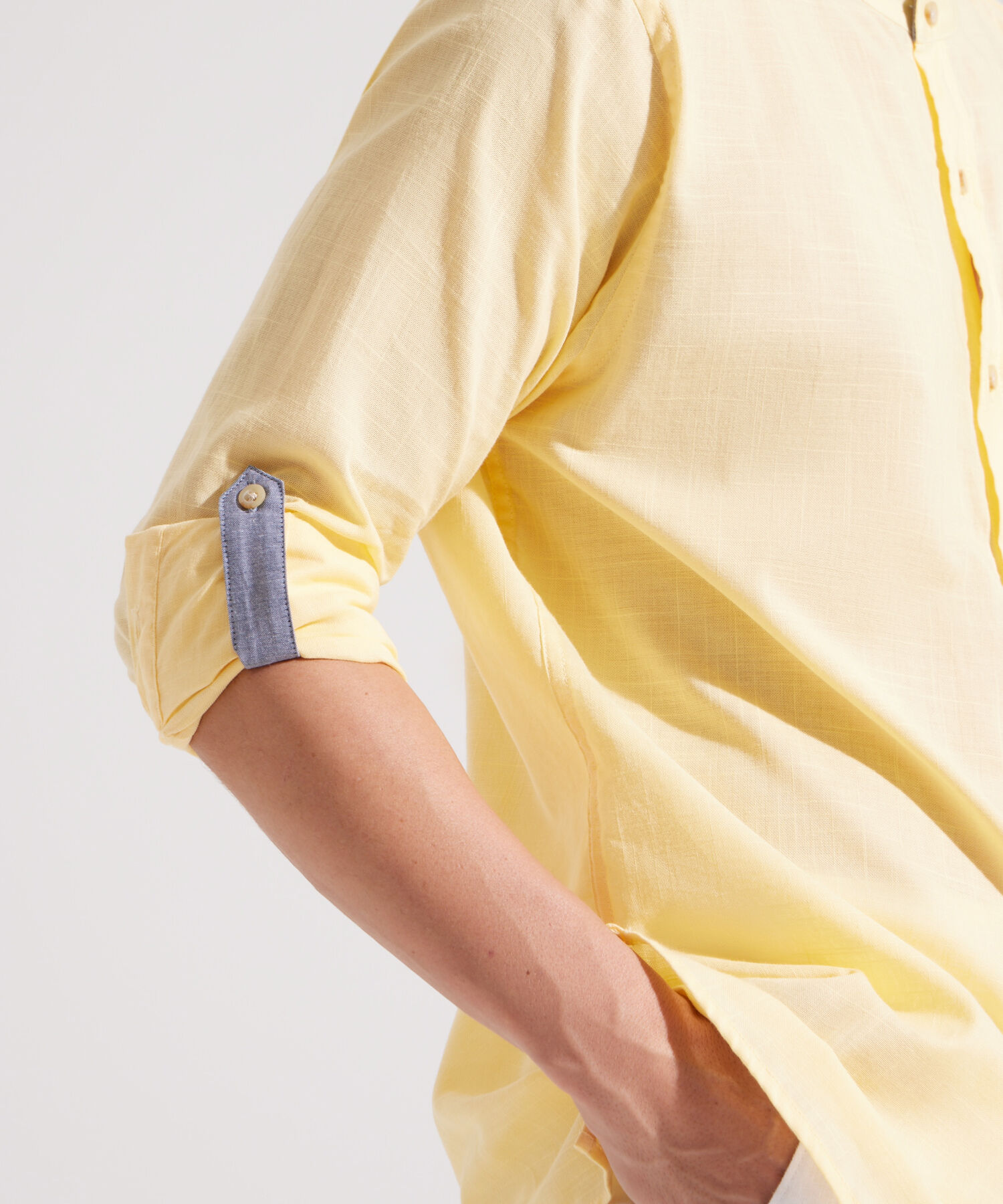 Camisa Manga Larga con Cuello Mao