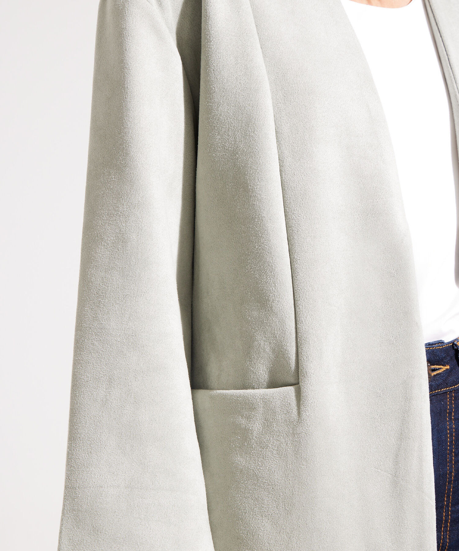 Chaqueta Larga en Suede 