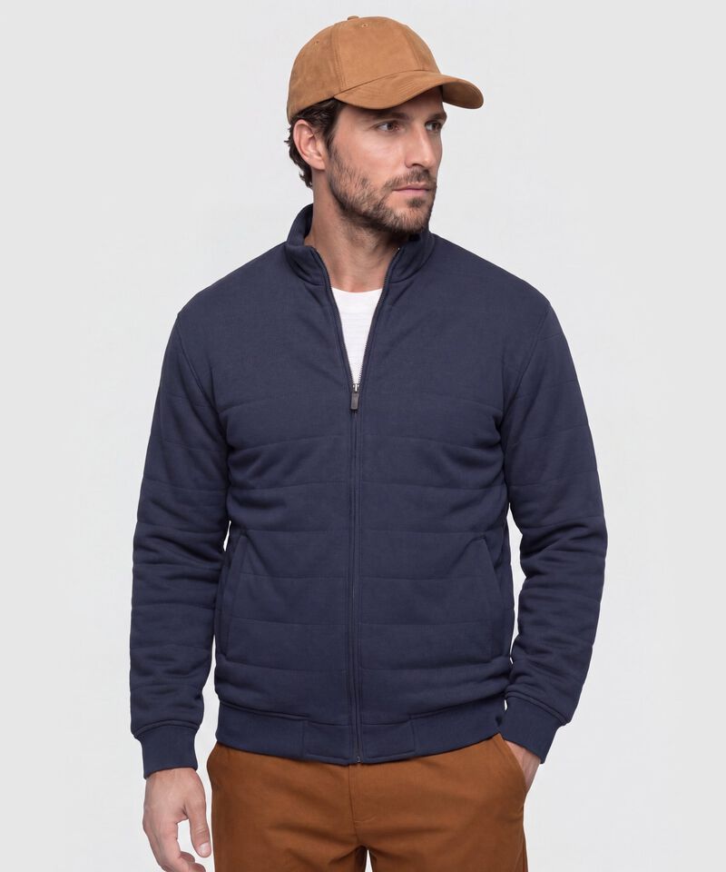 CHAQUETA ACOLCHADA CUELLO ALTO, PUNOS Y FAJON EN RIB