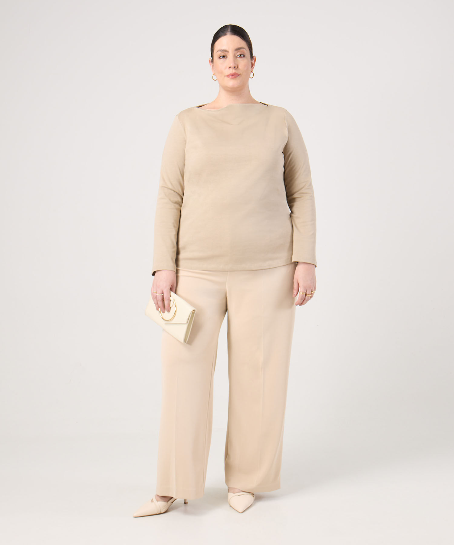 Pantal&oacute;n Fluido Unicolor Para Mujer Curvy
