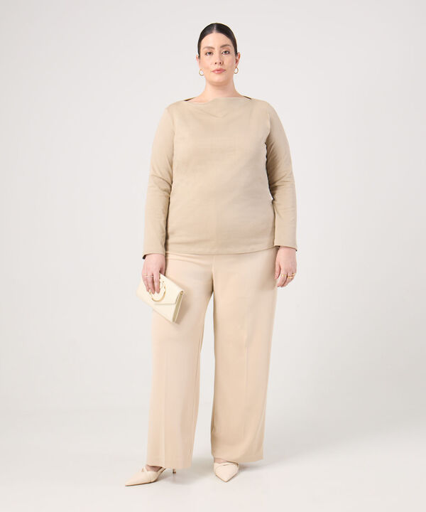 Pantal&oacute;n Fluido Unicolor Para Mujer Curvy