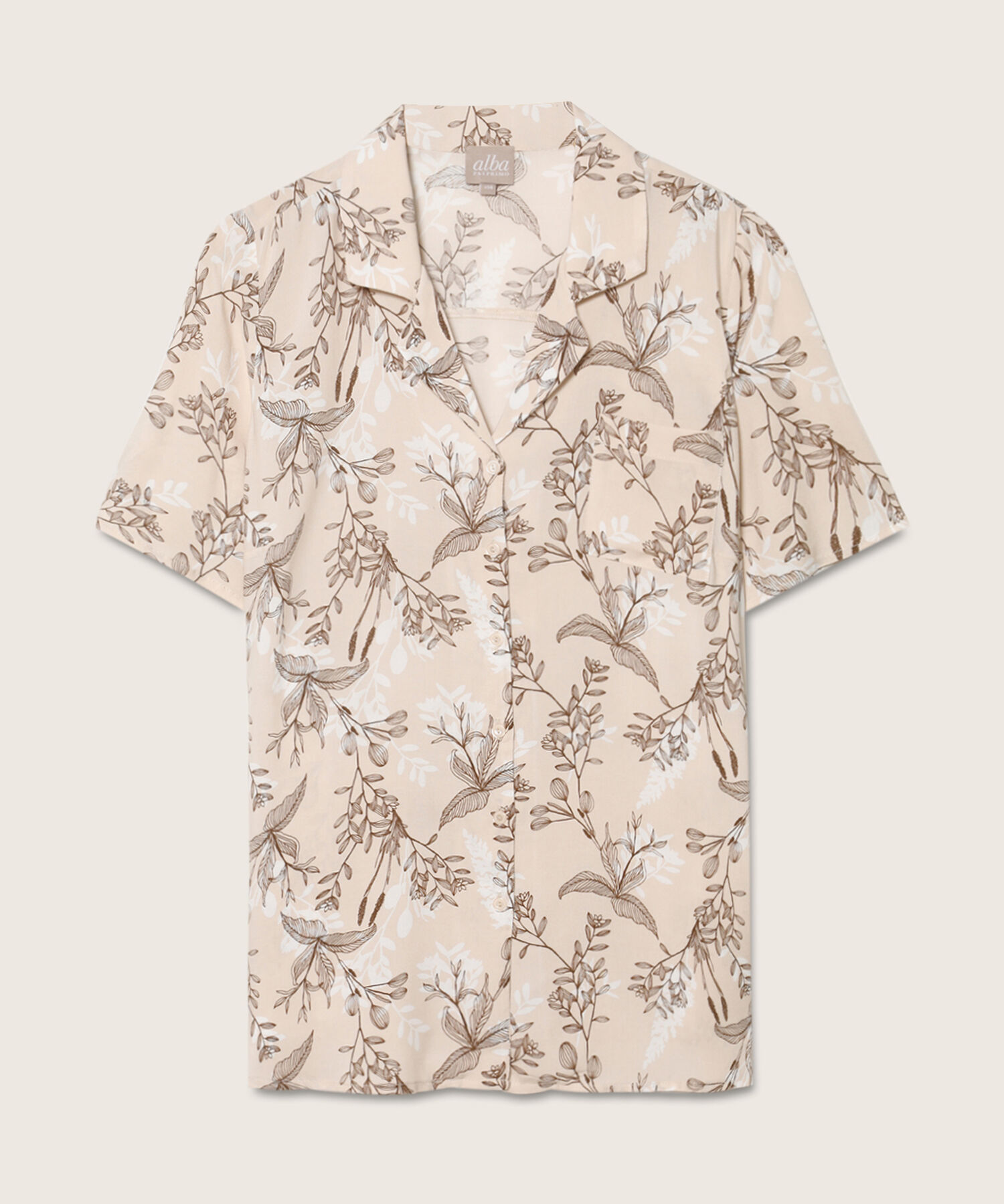 Camisa Estampada Manga Corta, Cuello Camisero Con Botonadura En Centro Frente Y Bolsillo