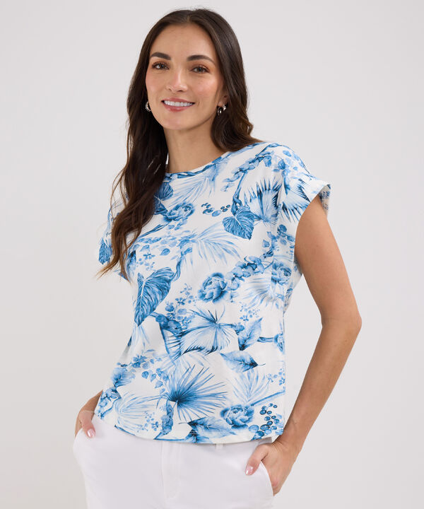 Camiseta Estampada De Hombro Rodado image number null