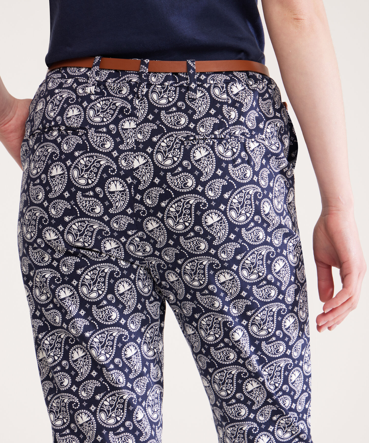 Pantalón Chino Estampado Con Cinturón