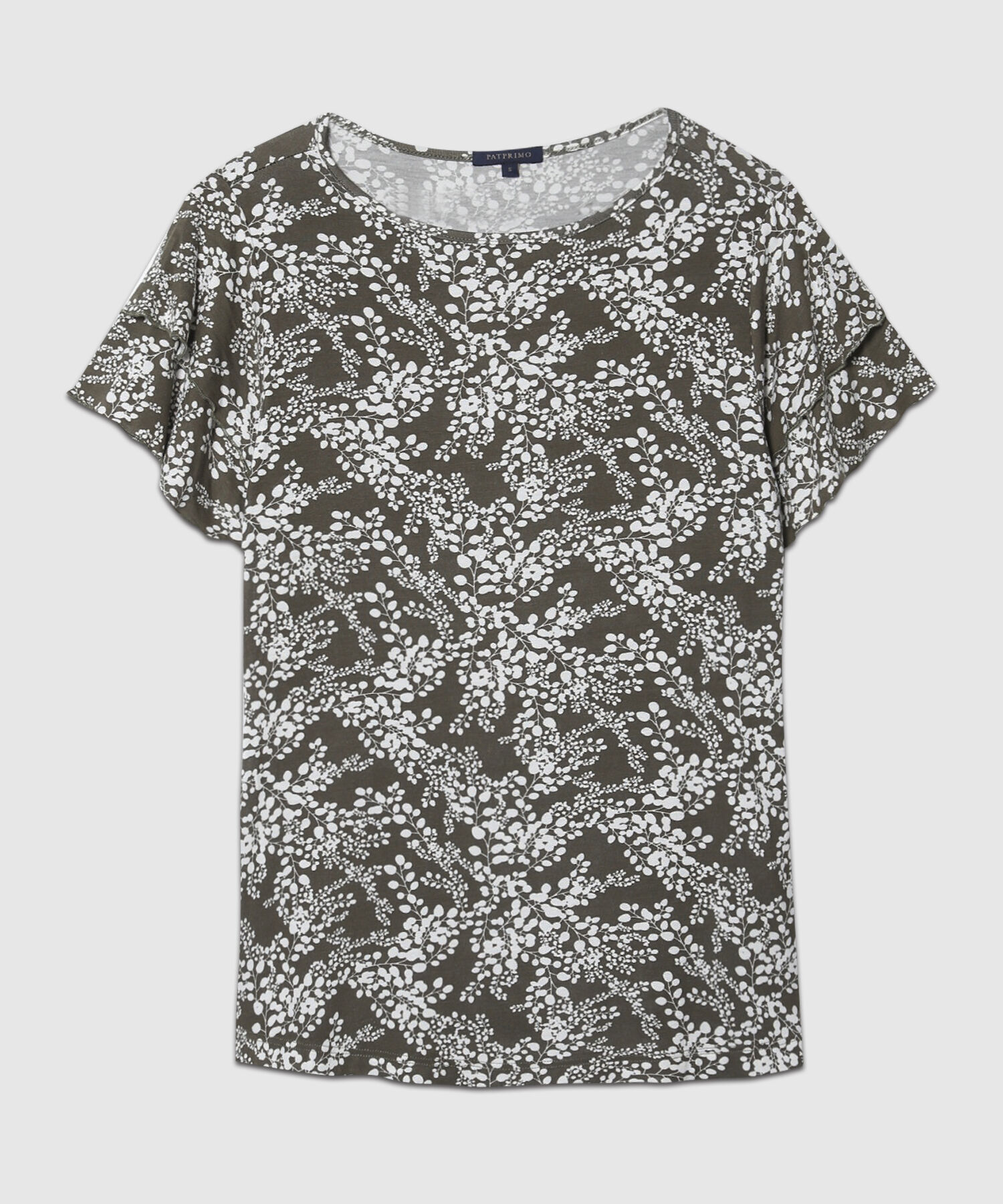 Camiseta Estampada Manga Corta Con Doble Vuelo