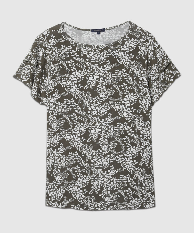 Camiseta Estampada Manga Corta Con Doble Vuelo