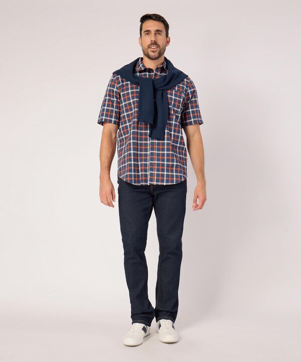 Camisa A Cuadros Manga Corta Con Bolsillo  image number null